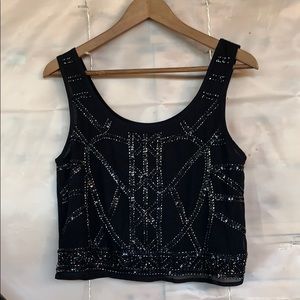 Black embellished chiffon blouse